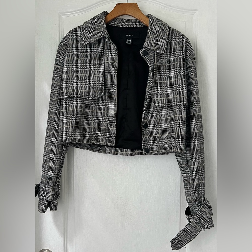 Glen Plaid Cropped Jacket